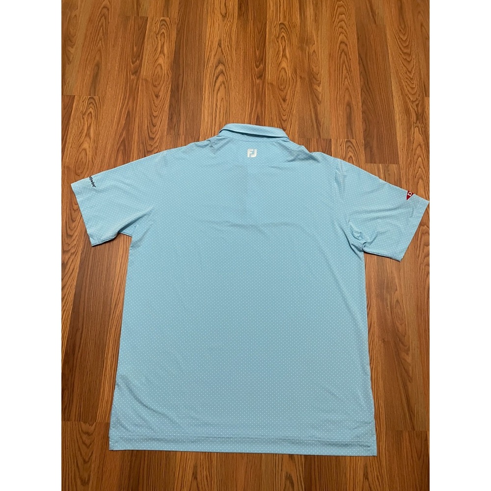 FootJoy Golf Polo Mens XL Blue Micro Dot Stretch Dow Sandhills Logo - Picture 10 of 10